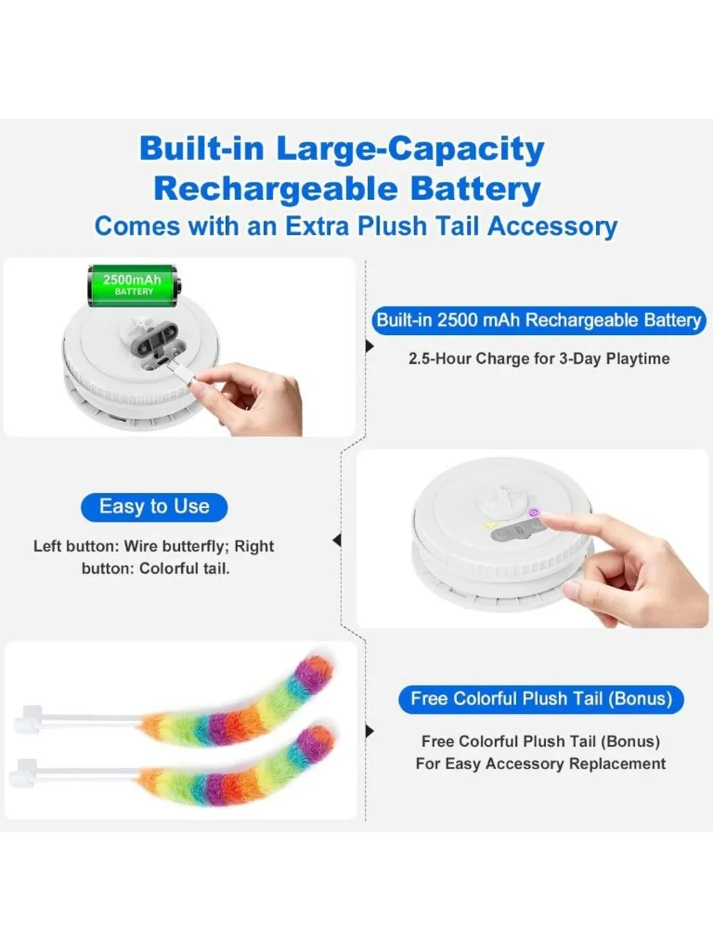 Upgraded Interactive Rechargeable Cat Toy - Touch Activated Hide & Seek for
